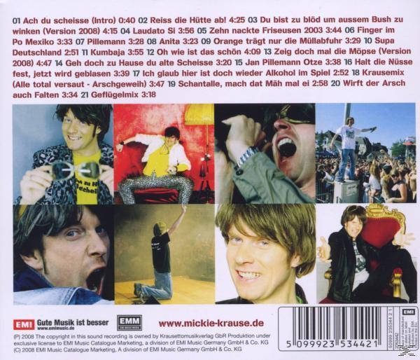 Mickie Krause Albumcover: Collage von Fotos, Text auf Deutsch.