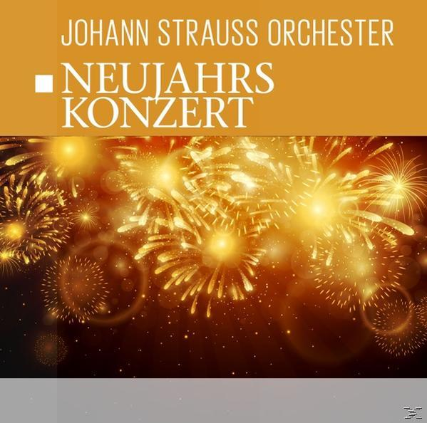 Albumcover mit Feuerwerk und Text: "Johann Strauss Orchester - Neujahrskonzert".