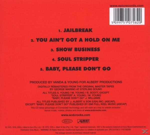 CD-Rückseite mit Titelliste. Text ist rot auf rotem Hintergrund. Barcode ist sichtbar.