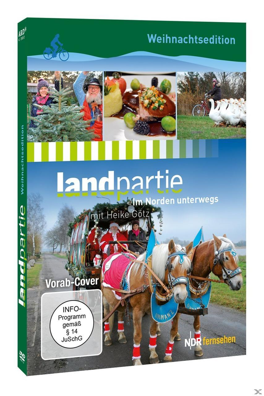 DVD-Cover mit einer Winterszene. Eine Pferdekutsche mit dem Weihnachtsmann. Der Titel lautet "landpartie".
