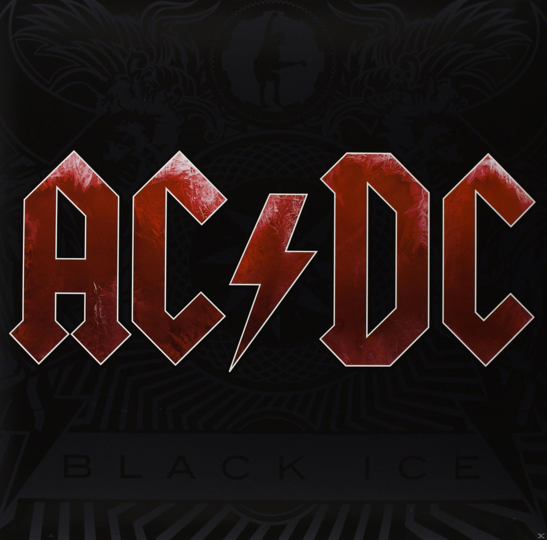Albumcover mit dem AC/DC-Logo auf schwarzem Hintergrund. Der Albumtitel lautet Black Ice.