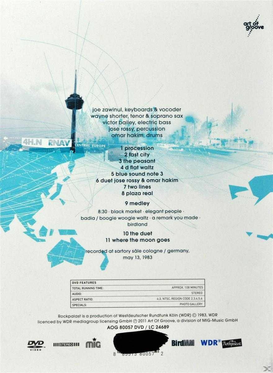 DVD-Cover mit einer Stadt und einem Turm links. Die Titelliste ist aufgeführt. Blaues und weißes Thema.