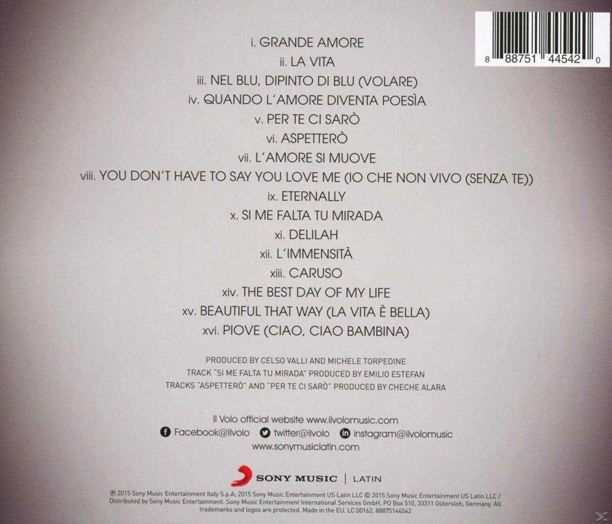 CD-Rückseite mit italienischen und englischen Songtiteln, Produktions- und Labelinformationen.