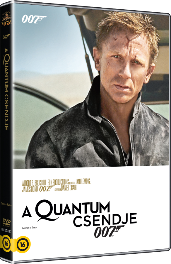 A Quantum of Solace DVD borítója. Daniel Craig fekete dzsekiben középen. A cím alatta.