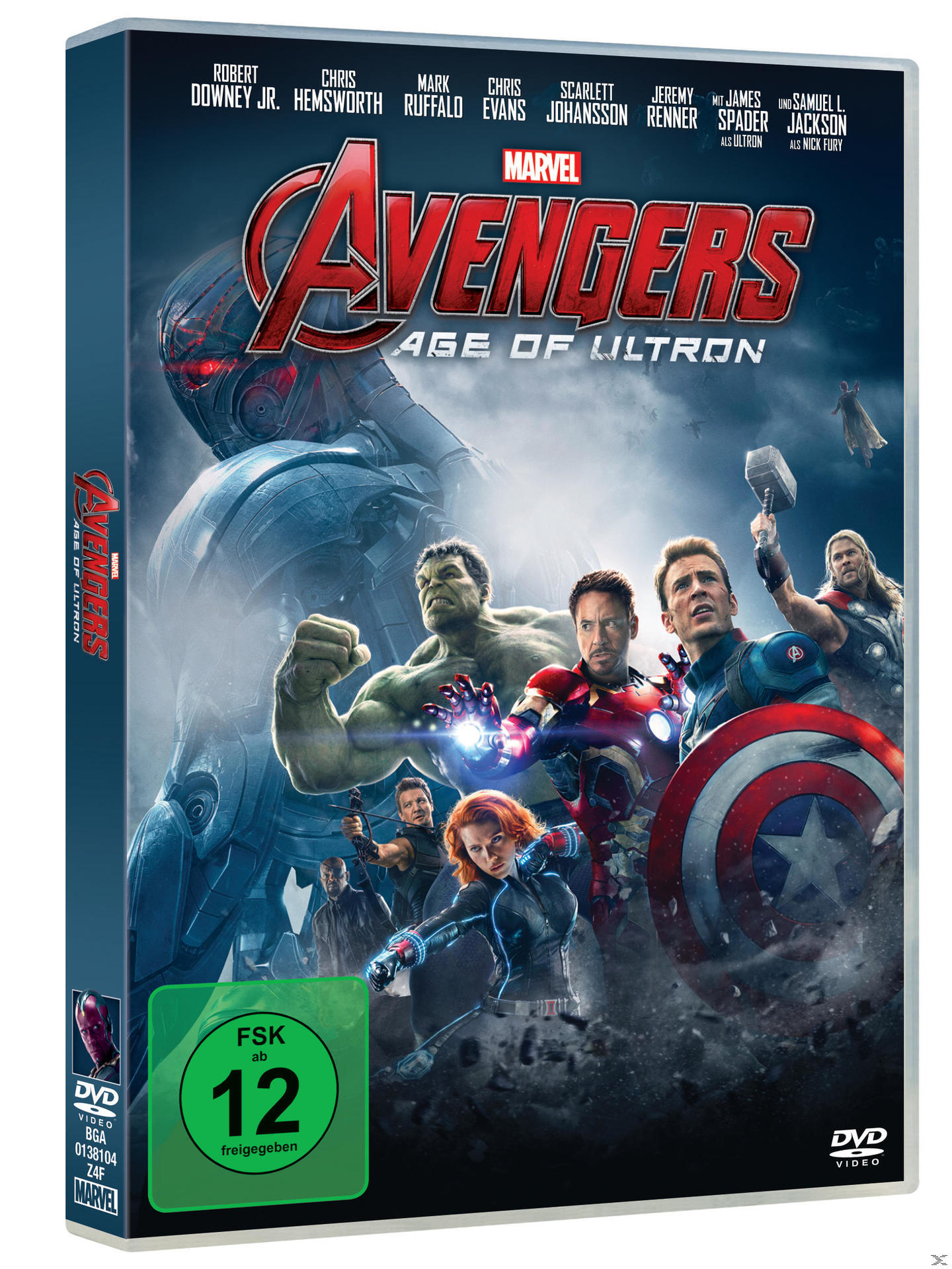 DVD-Cover des Films 'Avengers: Age of Ultron' mit mehreren Superhelden.