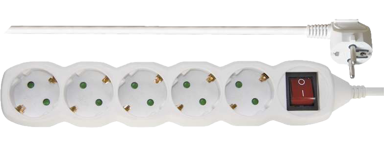 EMOS Elosztó, 5 aljzat kapcsolóval, méter, 3x1,5mm2, fehér (P1525R)