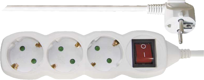 EMOS Elosztó, 3 aljzat kapcsolóval, 5 méter, 3x1,5mm2, fehér (P1325R)