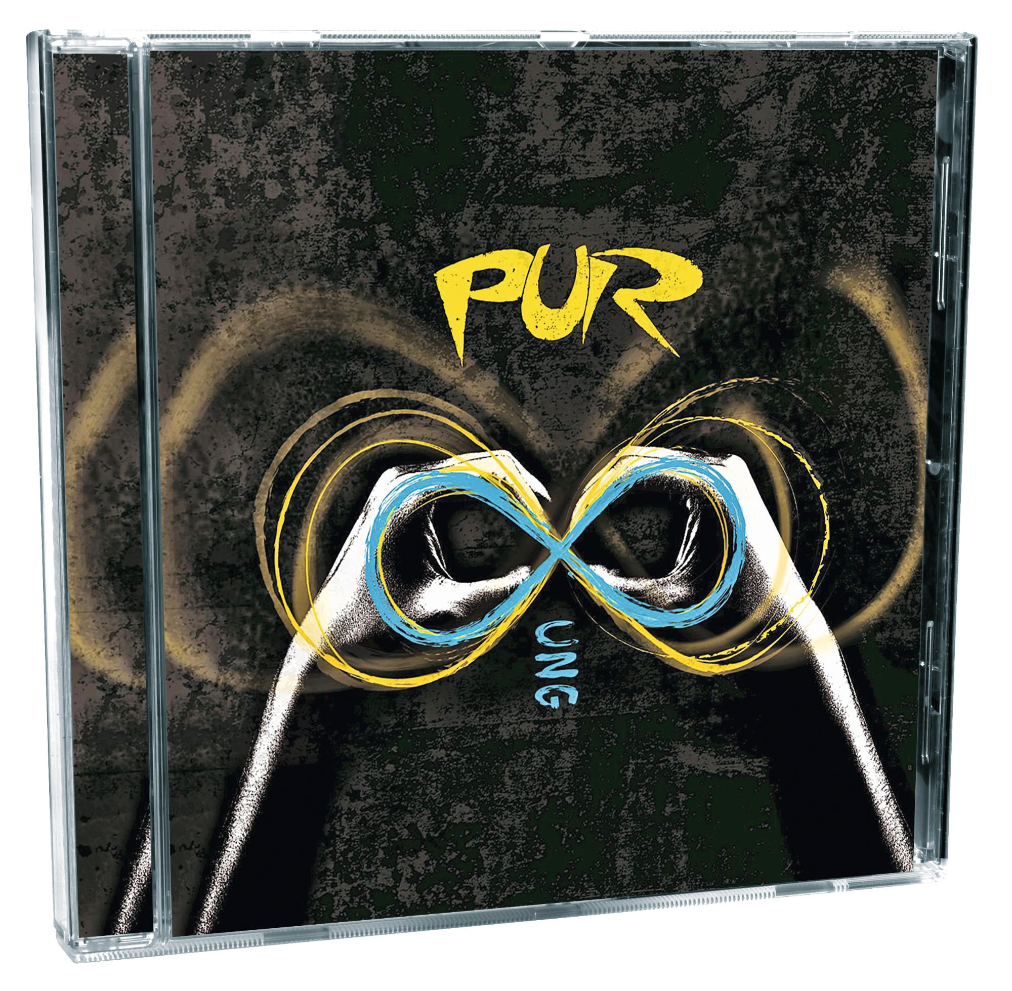 Albumcover von PUR, Ung. Das Wort PUR und ein Unendlichkeitszeichen auf dunklem Hintergrund.
