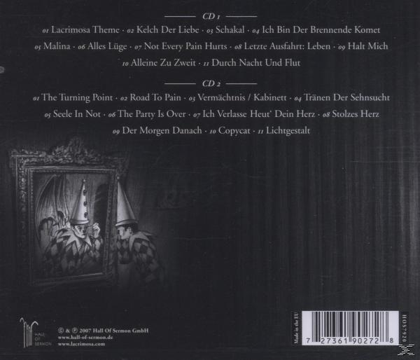 CD-Cover mit einer Schwarz-Weiß-Zeichnung von zwei Narren in einem dunklen Raum.