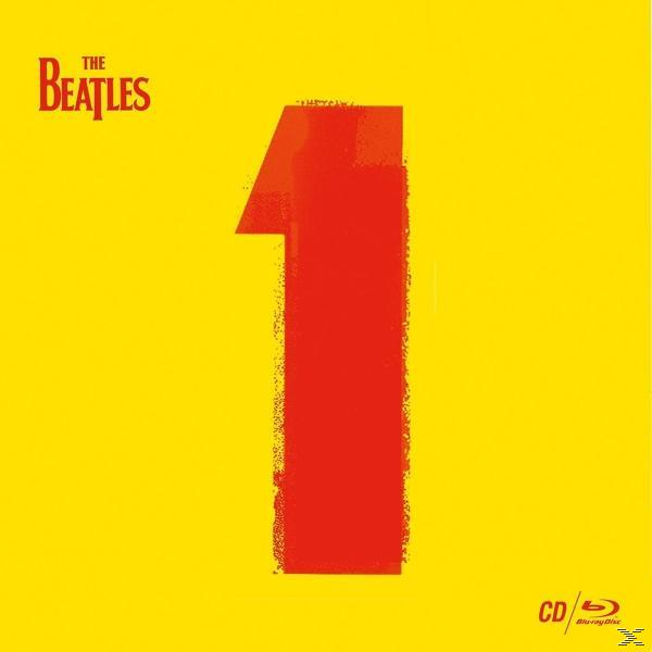 Gelbes Albumcover mit einer großen roten Nummer 1 und dem Beatles-Logo.