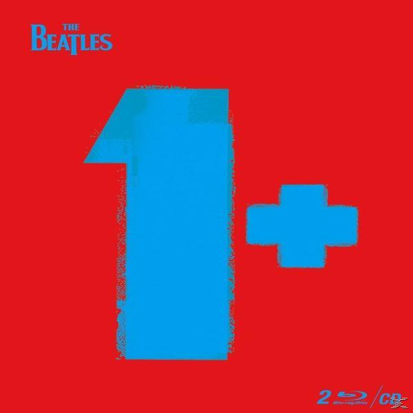 Das Beatles-Albumcover. Eine blaue Eins mit einem blauen Pluszeichen auf rotem Hintergrund.