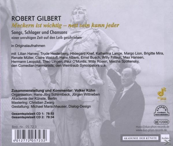VARIOUS - Meckern ist wichtig-...(Portrait Robert Gilbert)  - (CD)
