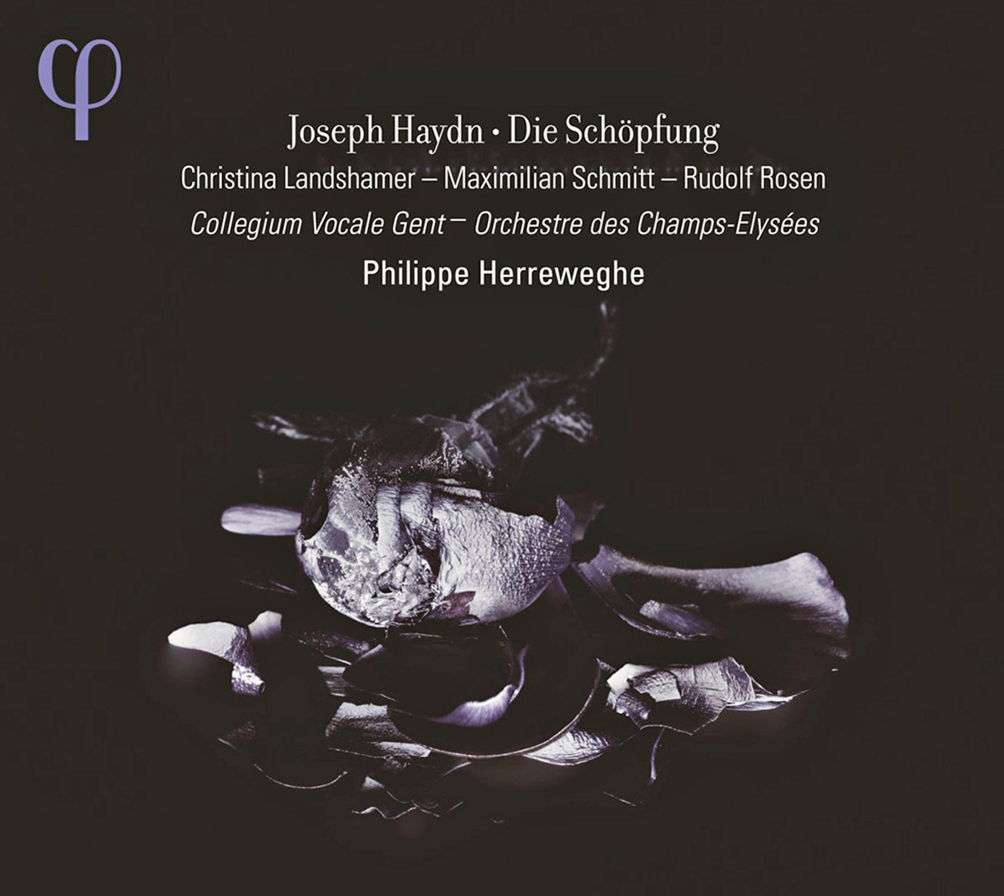 Opernplakat. Eine Rose und Blütenblätter sind im Vordergrund. Text über Joseph Haydn steht in der Mitte.