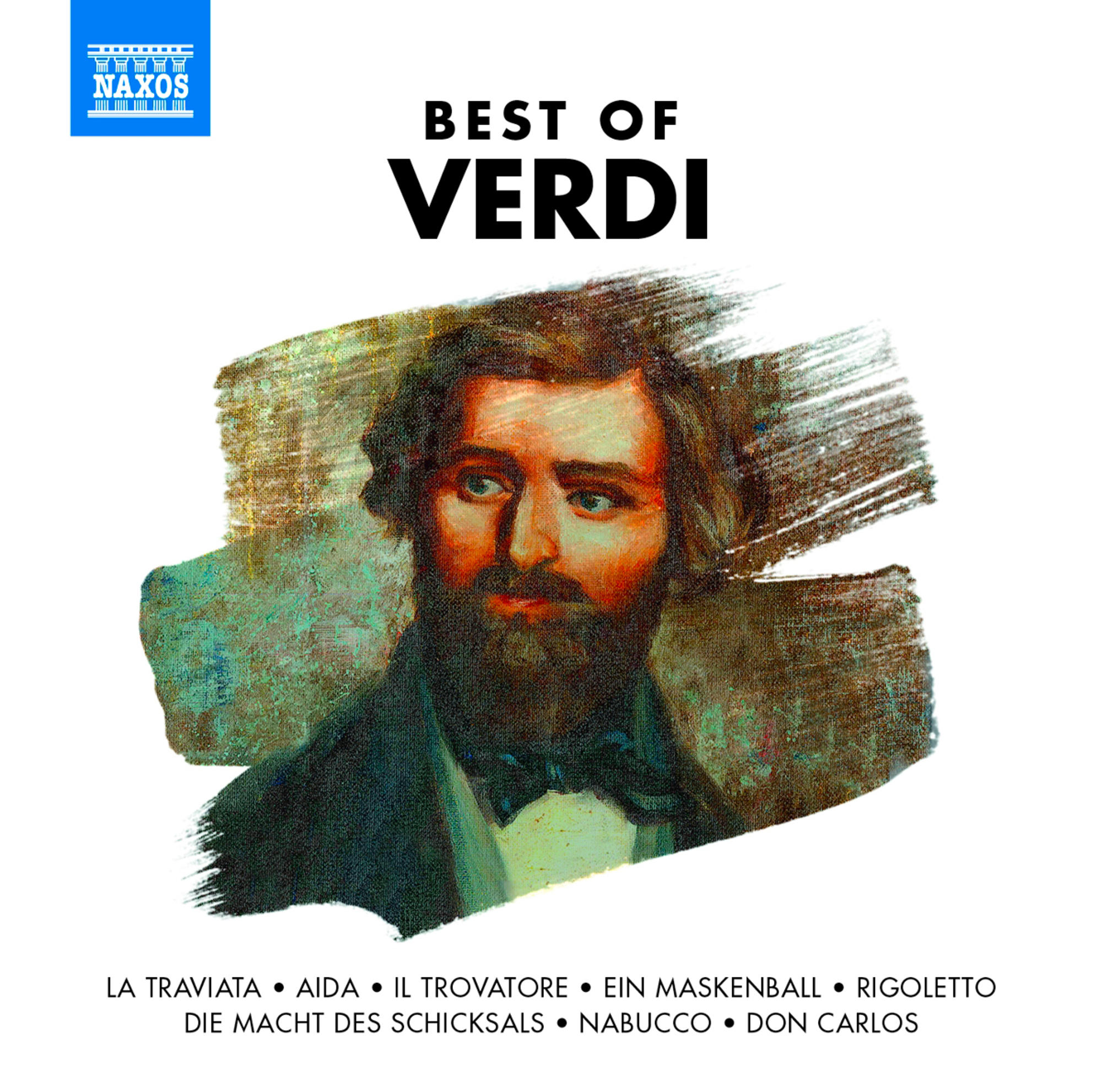 CD-Hülle mit einem Gemälde eines Mannes und den Worten 'Best of Verdi'.