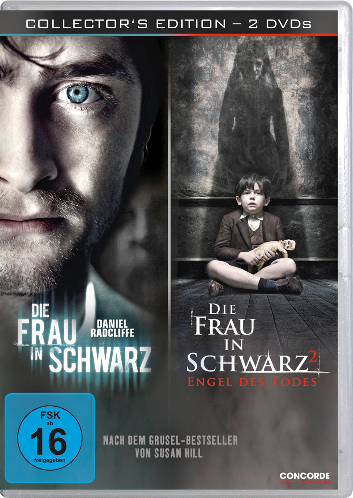 DVD-Hülle mit zwei Filmcovern, dem Gesicht eines Mannes und eines Kindes.