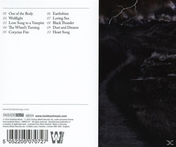 Albumcover mit dunkler Landschaft und Trackliste. Der Künstler ist Steve Hackett.