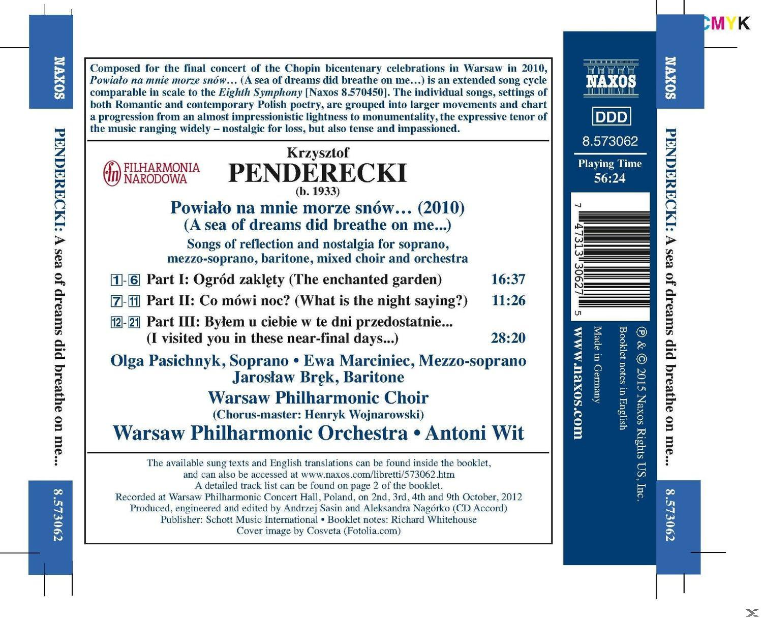 CD-Cover: Krzysztof Penderecki, Sea of Dreams did breathe on me... Text und Noten.
