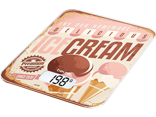 BEURER KS 19 ICE CREAM WHITE/BROWN - Bilancia da cucina digitale (Multicolore)