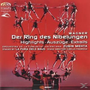 Opern-CD-Cover mit rotem Hintergrund, schwebenden Figuren und Text auf Deutsch.