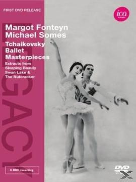 DVD-Cover mit Balletttänzern. Rosa Balken mit Text 'LEGACY'. 'Margot Fonteyn' und 'Tchaikovsky'.