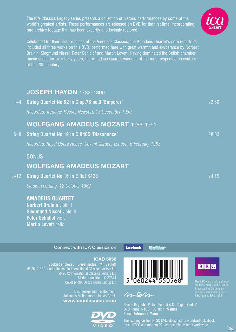The Amadeus Quartet - Streichquartett - 19+16 62/Streichquartett (DVD)