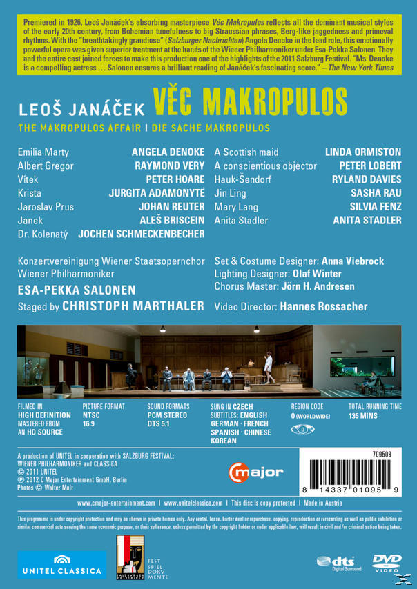 Angela Sache Adamonyte, Peter Jurgita Very, Johan Philharmoniker - - Hoare, Die Raymond (DVD) Denoke, Makropulos Wiener Reuter,