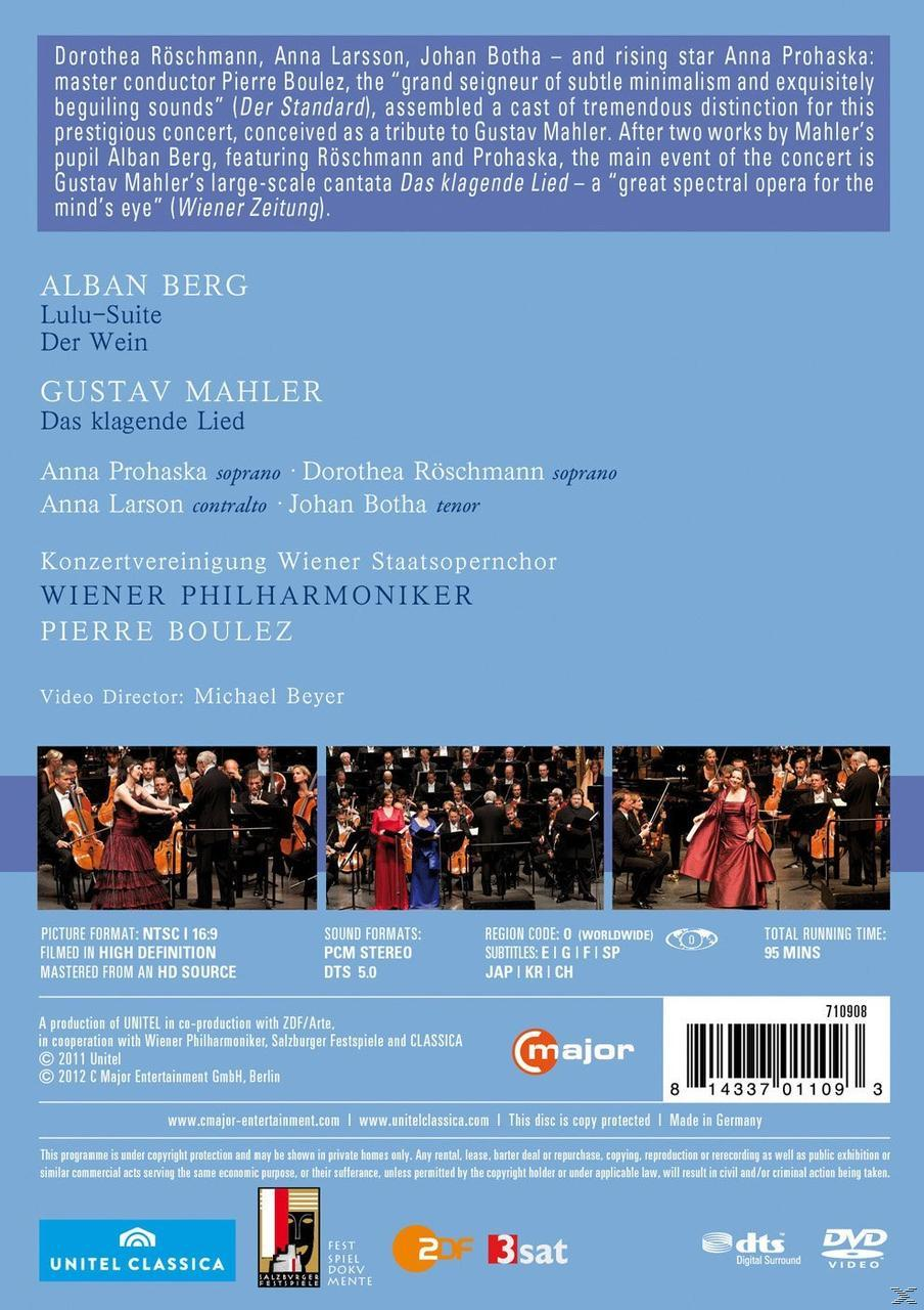 Eine CD-Rückseite mit Text über eine musikalische Darbietung, mit Interpreten und Orchester.