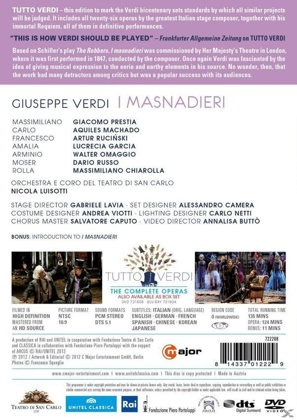 Giacomo Prestia, Aquiles Machado, Lucrecia Garcia, Walter Omaggio, Dario Russo, Massimiliano Chiarolla, Coro Del Teatro Di San Carlo, Orchestra Del Teatro Di San Carlo, Ruciński Artur - I Masnadieri  - (DVD)
