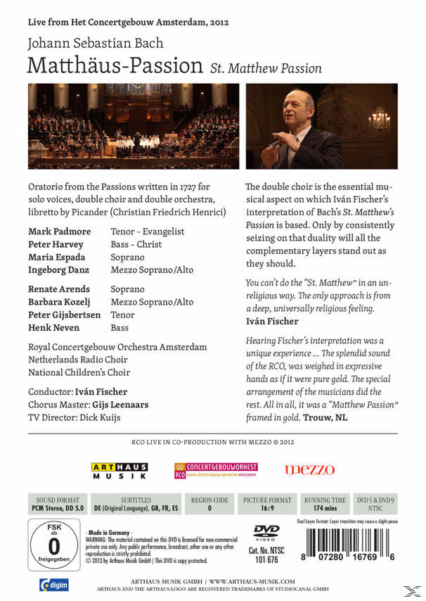 Concergebouw - Radio Choir, Netherlands (DVD) Matthäus-Passion Children\'s Orchestra National Choir, Amsterdam - Royal