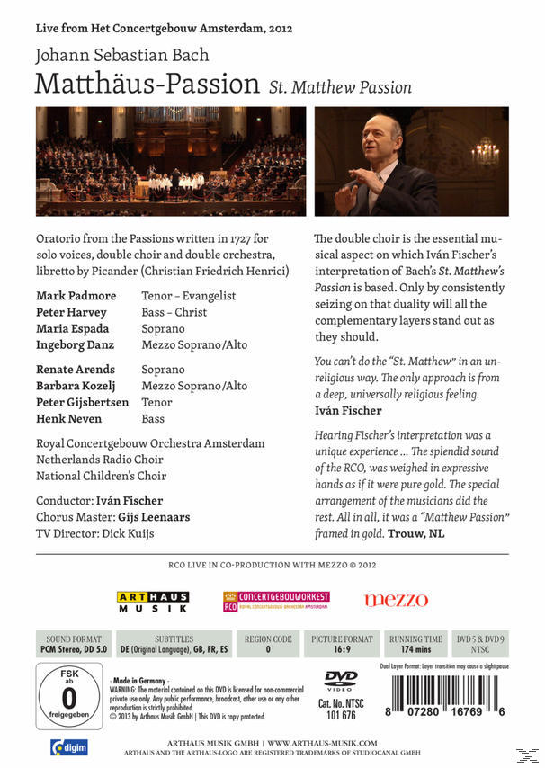 Netherlands Radio Choir, National Children's Choir, Royal Concergebouw Orchestra Amsterdam - Matthäus-Passion  - (DVD)