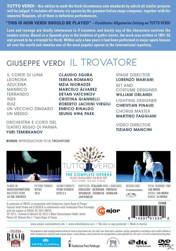 Trovatore Claudio - Sgura, Del Álvarez, Parma Il Orchestra Nioradze, Romano, Del Parma, Di Regio Teatro Regio Coro (DVD) Di Mzia Marcelo Teresa Teatro -