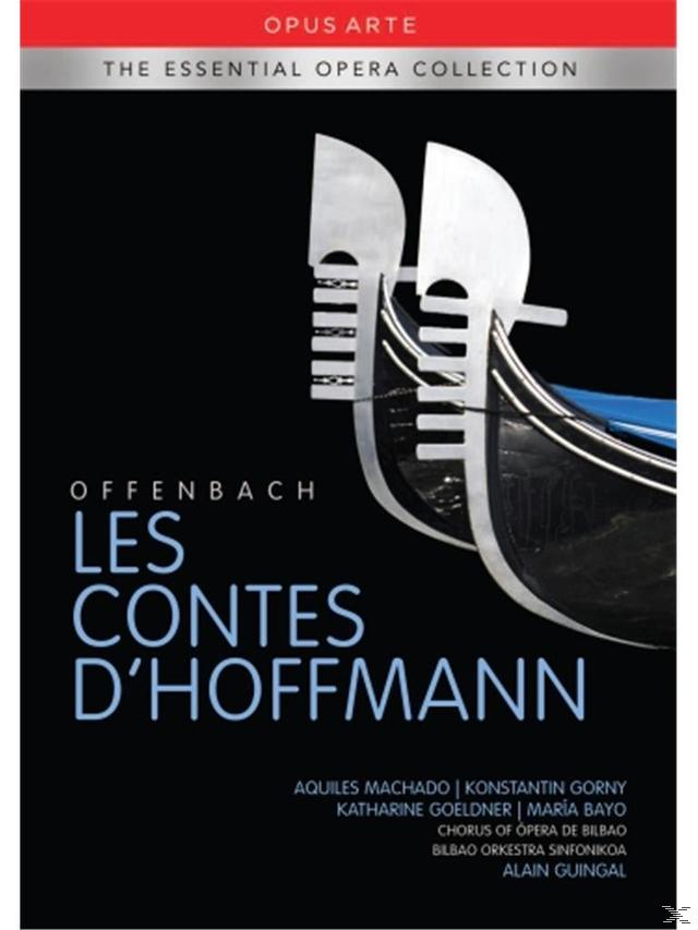 Opern-Albumcover. Titel: Les Contes D'Hoffmann. Zwei Gondeln auf blauem Hintergrund.