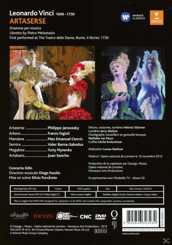 DVD-Cover der Oper, mit Darstellern in Kostümen und Text auf der Rückseite.