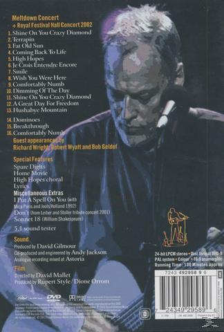 DVD borító: Férfi gitárral, színpadi világítás, dallaszlista és stáblista.