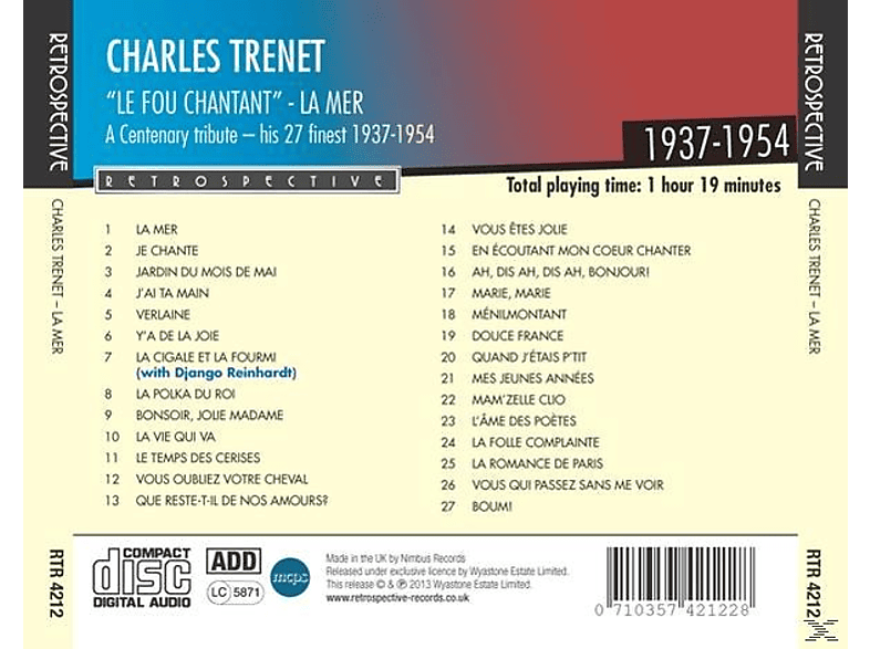 Thumbnail - Charles Trenet - La Mer A Centenary Tribute (CD)