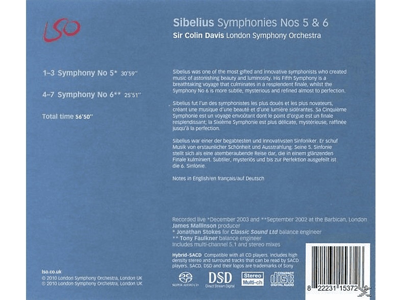 Thumbnail - Sir Colin Davis - Symponien 5 & 6 (SACD Hybrid)