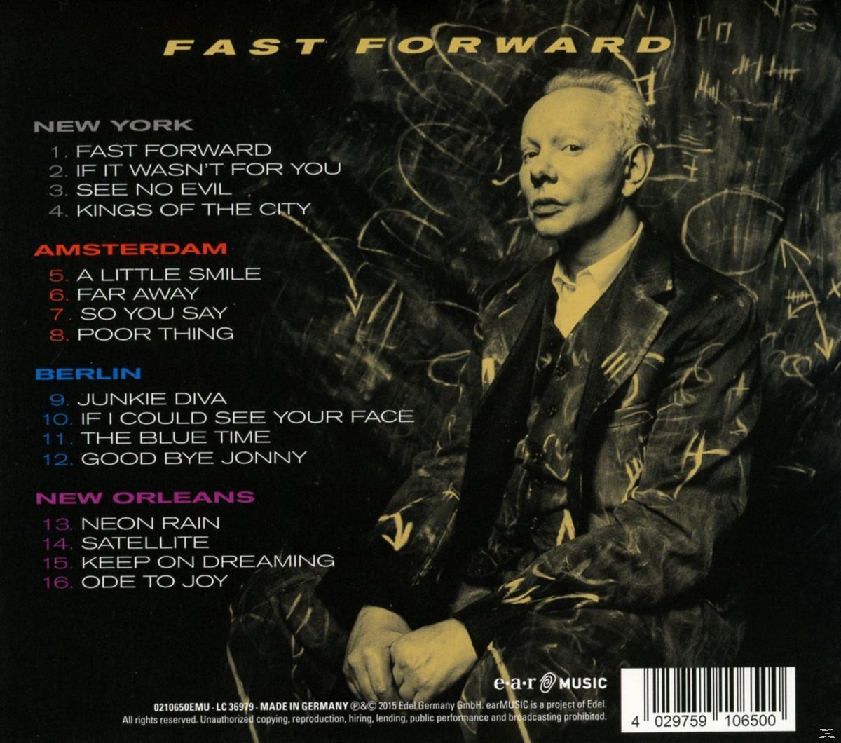 Albumcover mit dem Bild des Künstlers und einer Titelliste mit Text.