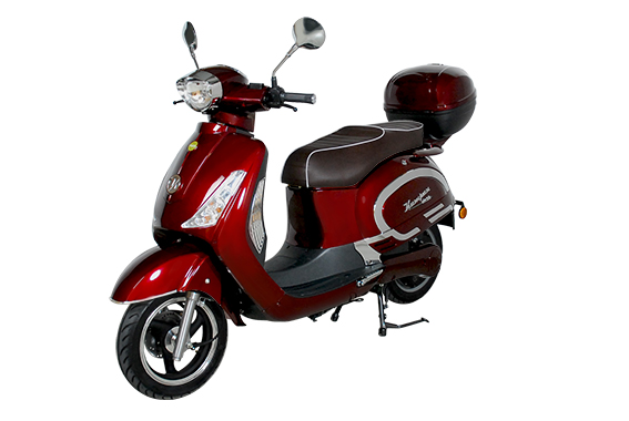 KUMPAN 1954L, bordeux-red, Sitzbank creme mit Schwarzwandreifen E-Scooter (12 Zoll, Rot)