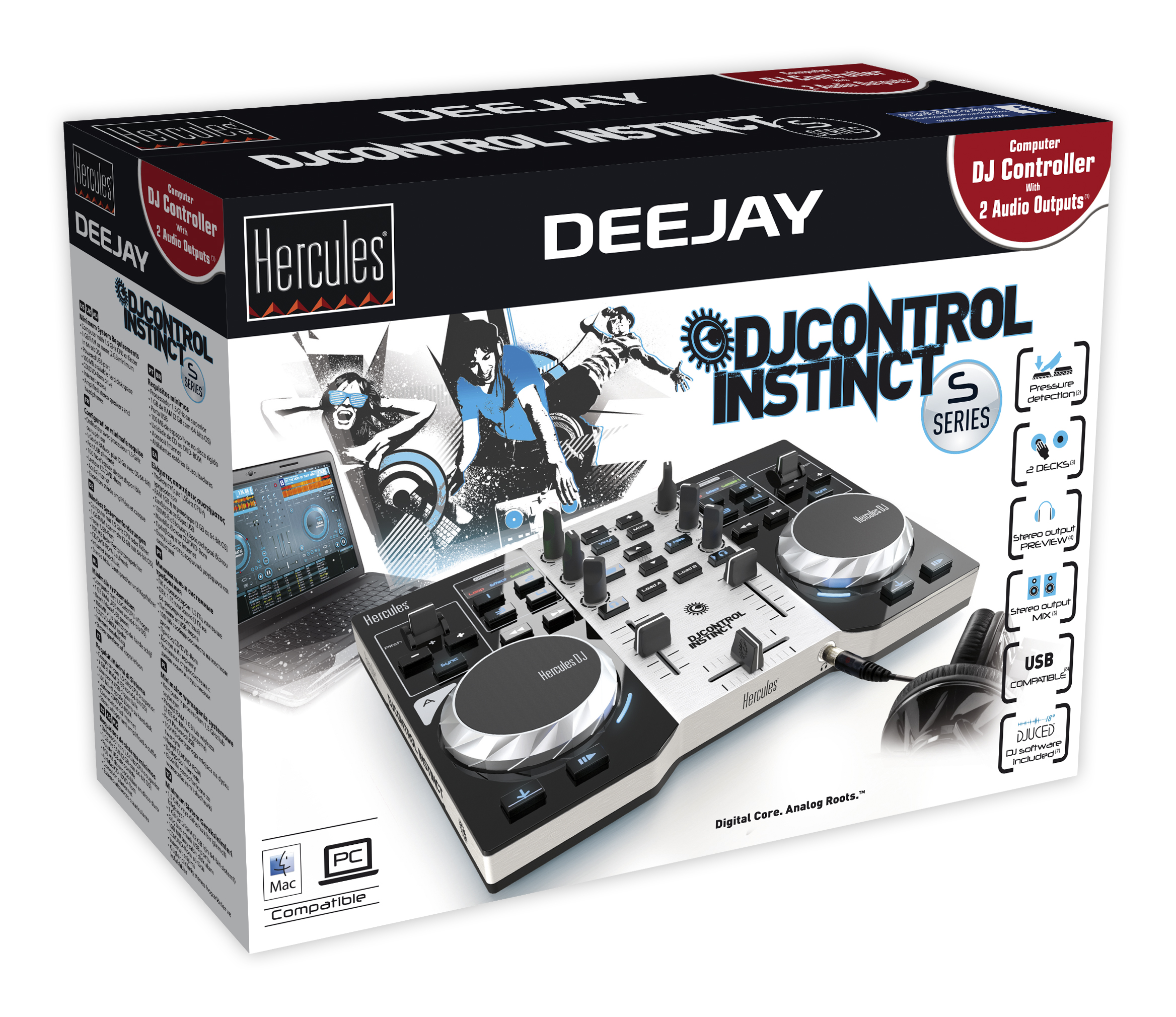 HERCULES DJ Control Instinct S Series DJ Controller, Schwarz/Silber