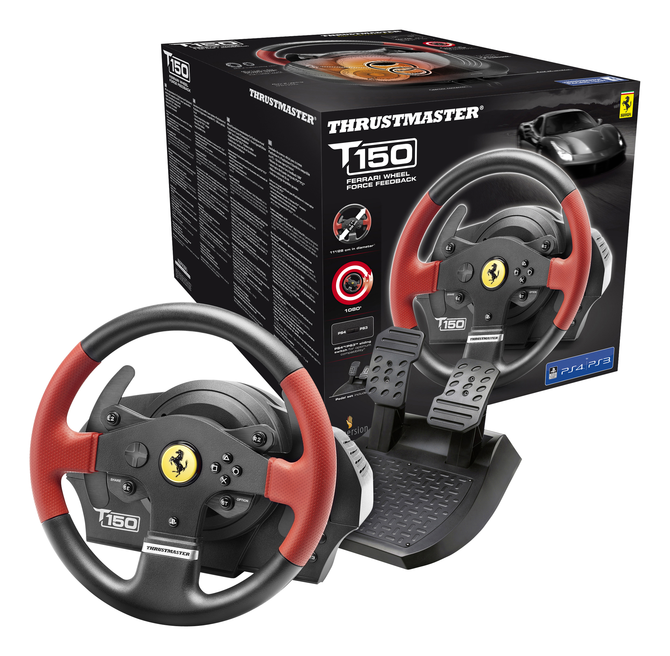 THRUSTMASTER T150 Ferrari Edition (Lenkrad inkl. 2-Pedalset, PS4 / PS3 / PC) Lenkrad inkl. Pedalset