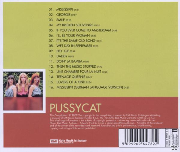 CD-Cover listet Songs von Pussycat. Enthält Bilder von drei Frauen auf einem kleinen Foto.