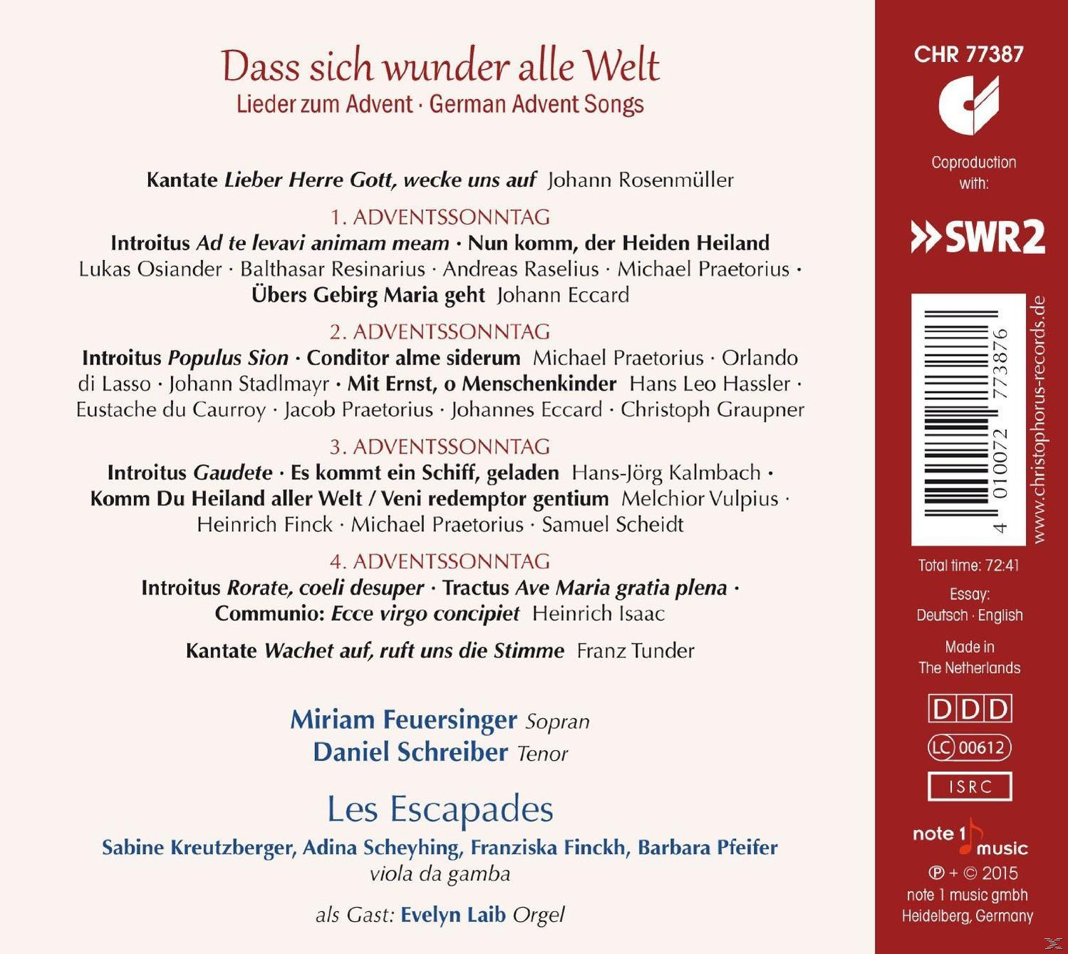 Albumcover mit deutschem Text und einer Liste von Liedern. Die Künstlerin ist Miriam Feuersinger.