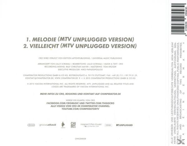 Cro - Melodie - Mtv Unplugged  - (5 Zoll Single CD (2-Track))