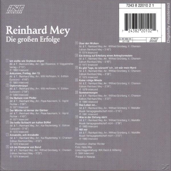 Albumcover mit Text und einer Liste von Liedern von Reinhard Mey. Text ist auf Deutsch.