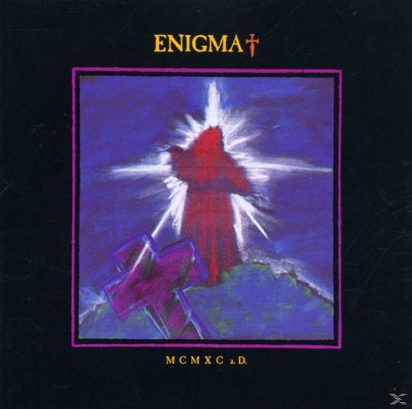 Albumcover, Enigma mit Kreuz, rote Figur, lila Hintergrund, Text MCMXC a.D.
