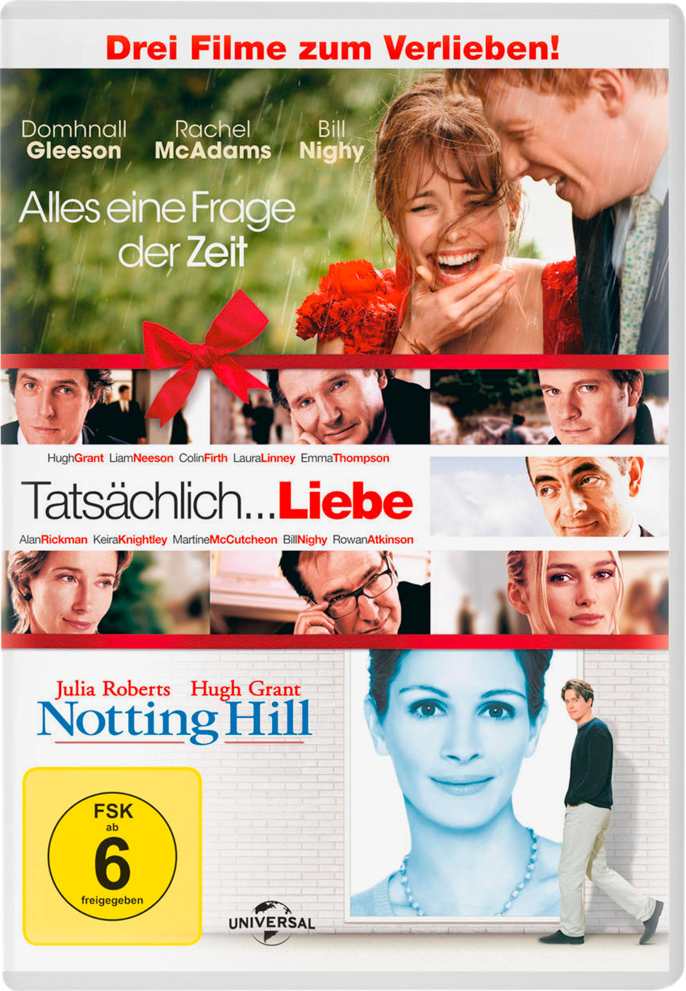 Filmposter: Zusammenstellung von drei romantischen Filmen.