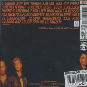 Albumcover mit Bandmitgliedern und Trackliste auf der Rückseite. Dunkler Hintergrund mit orangefarbenem und weißem Text.
