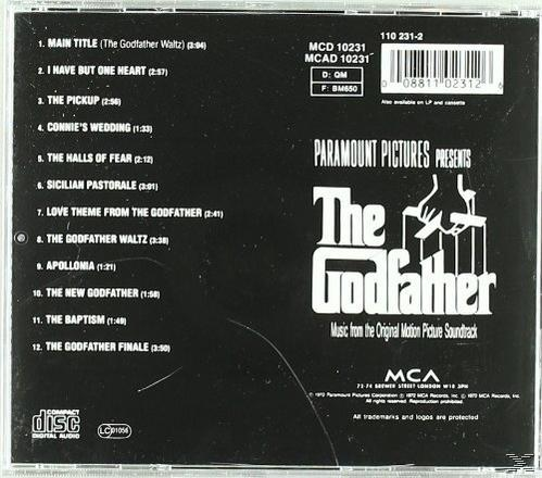 Rückseite einer CD mit Titelliste, schwarzem Hintergrund und Paramount Pictures Logo.