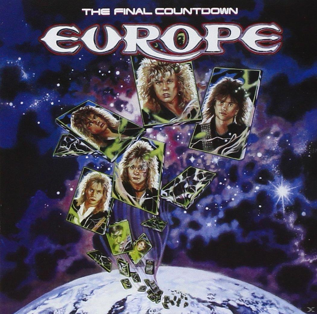 Az Europe "The Final Countdown" című albumának borítója, a zenekar tagjaival és űrtémával.