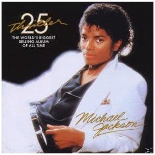 Album borító: Michael Jackson. Fehér öltönyben pózol. Cím: Thriller. 25. évfordulós kiadás.